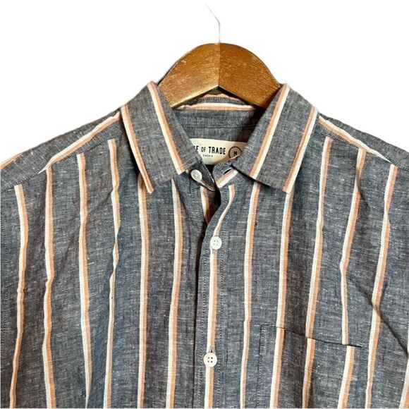 Line of trade cotton & linen blend striped button shirt - Picture 2 of 9